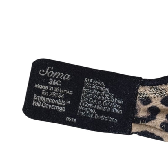 Soma Women's Size 36C Embraceable Full Coverage Leopard Print Underwire Bra - Picture 5 of 6